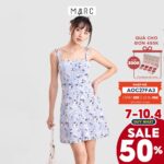 Đầm nữ MARC FASHION mini 2 dây họa tiết hoa nhấn hàng nút