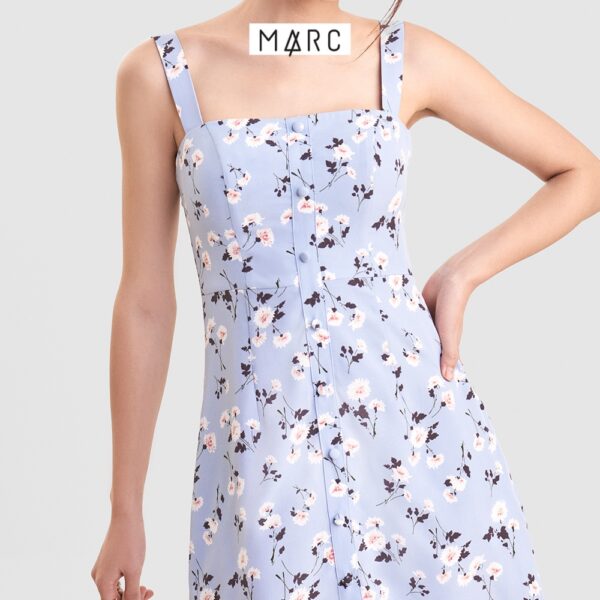 Đầm nữ MARC FASHION mini 2 dây họa tiết hoa nhấn hàng nút - Hình ảnh 3