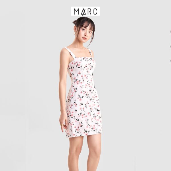 Đầm nữ MARC FASHION mini 2 dây họa tiết hoa nhấn hàng nút - Hình ảnh 5