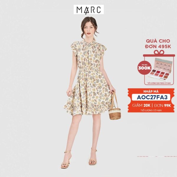 Đầm nữ MARC FASHION tay bèo smocking eo họa tiết hoa