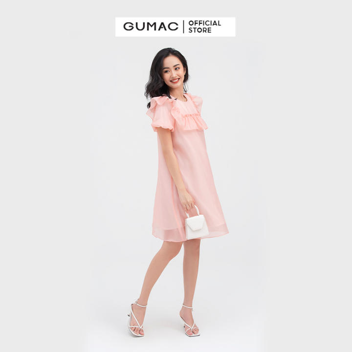 Đầm nữ suông bèo ngực mẫu mới GUMAC DB889