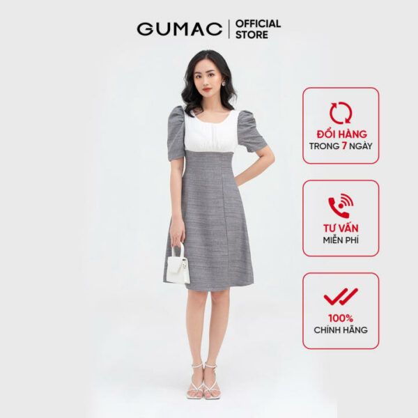 Đầm nữ tay phồng phối ngực mẫu mới GUMAC DB869