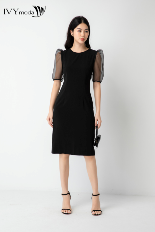 Đầm ôm tay phối voan sang chảnh IVY moda MS 47M6584