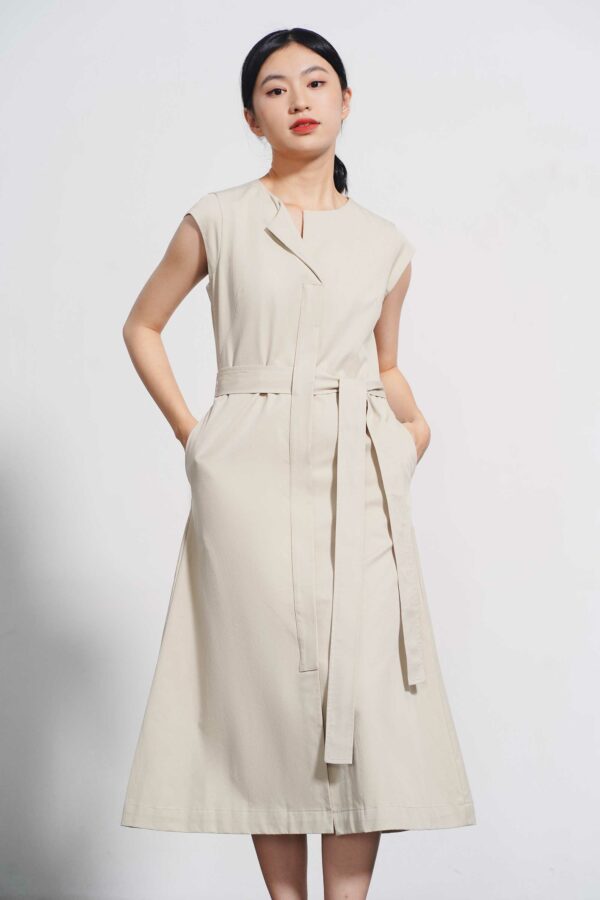 Đầm tay con thắt belt - 10S21DREW003
