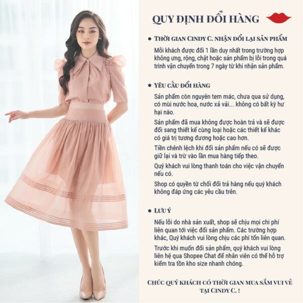 Đầm trễ vai CINDY C họa tiết hoa nhí, dáng dài mềm mại nữ tính 320 / 406 / 356 / 357 / 389 - Hình ảnh 7