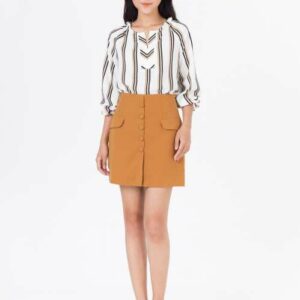 De Leah - Chân Váy Mini Cúc Trước - Thời Trang Thiết Kế