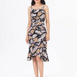 De Leah - Đầm midi hoa cuốn bèo - Thời Trang Thiết Kế