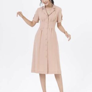 De Leah - Đầm Ôm A Xếp Li Eo - Thời Trang Thiết Kế
