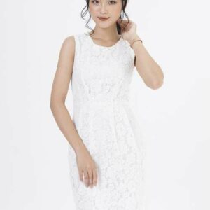 De Leah - Đầm Ôm Ren Cổ Đá - Thời trang Thiết kế