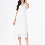 De Leah – Đầm Suông Ren Xẻ Gấu – Thời Trang Thiết Kế