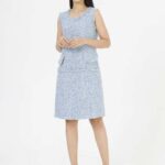 De Leah – Đầm Suông Tweed Đính Trai – Thời Trang Thiết Kế