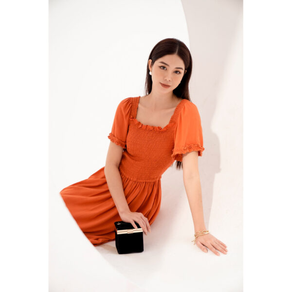 Eva De Eva Đầm tay ngắn dáng thắt eo 21SDKE089C - Hình ảnh 3