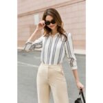 [GILLEE] Áo Sơ Mi Lụa Cát Sọc White