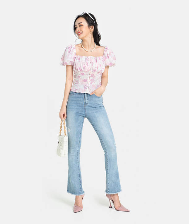 HNOSS Áo dún ngực tay phồng 100% polyester HNAKI037