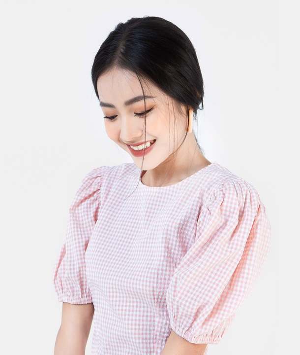 HNOSS Áo tay phồng cổ tròn 100% polyester AKI013