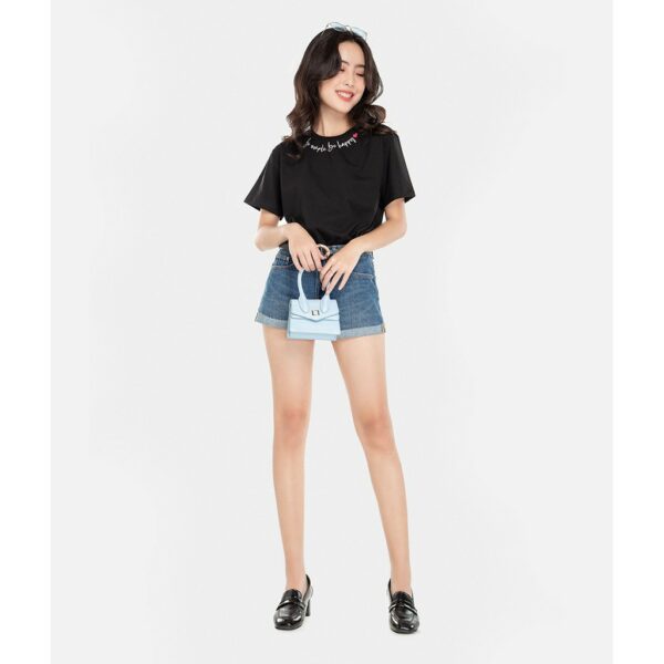 HNOSS - Quần Short Jeans Lai Lật - CMC12101032 - Hình ảnh 4
