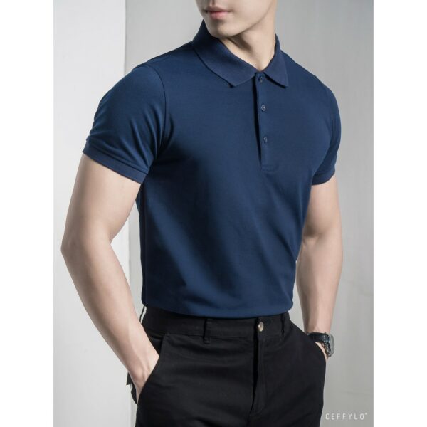 [Mã BMBAU50 giảm 7% tối đa 50K đơn 99K] Áo Polo Xanh Navy Trơn Basic vải cotton mềm mịn CEFFYLO - Hình ảnh 6