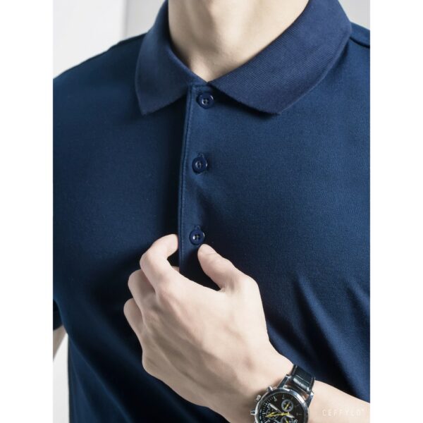 [Mã BMBAU50 giảm 7% tối đa 50K đơn 99K] Áo Polo Xanh Navy Trơn Basic vải cotton mềm mịn CEFFYLO - Hình ảnh 7