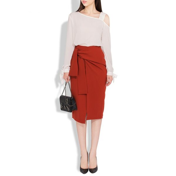 [Mã BMBAU50 giảm 7% tối đa 50K đơn 99K] De Leah - Chân Váy Midi Buộc Vạt - Thời trang thiết kế - Hình ảnh 4