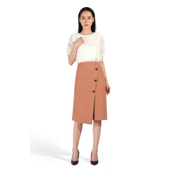 [Mã BMBAU50 giảm 7% tối đa 50K đơn 99K] DE LEAH - Chân Váy Midi Đắp Vạt Lệch - Thời trang thiết kế - Hình ảnh 2