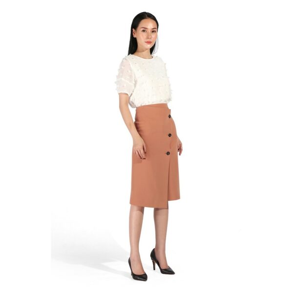 [Mã BMBAU50 giảm 7% tối đa 50K đơn 99K] DE LEAH - Chân Váy Midi Đắp Vạt Lệch - Thời trang thiết kế - Hình ảnh 3