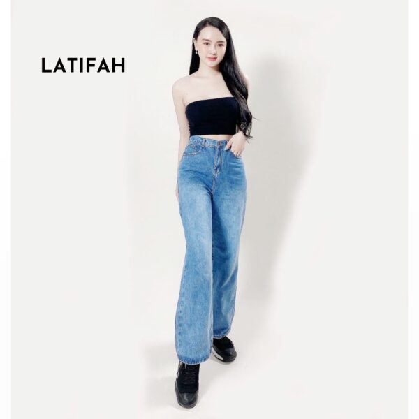 [Mã BMBAU50 giảm 7% tối đa 50K đơn 99K] Quần baggy jeans nữ LATIFAH ống rộng đơn giản dài 98cm QD026 - Hình ảnh 2