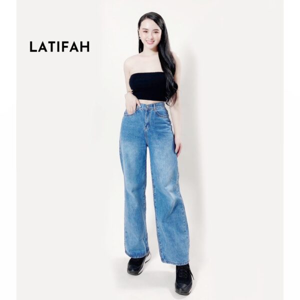 [Mã BMBAU50 giảm 7% tối đa 50K đơn 99K] Quần baggy jeans nữ LATIFAH ống rộng đơn giản dài 98cm QD026 - Hình ảnh 3