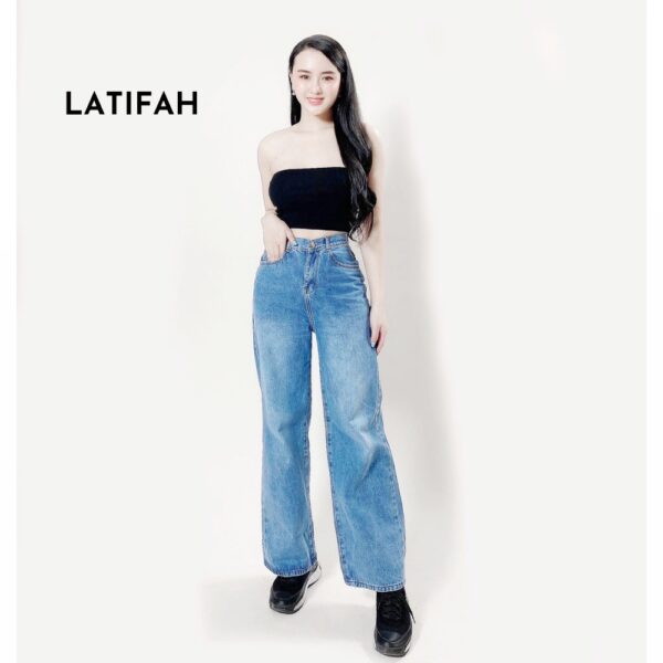 [Mã BMBAU50 giảm 7% tối đa 50K đơn 99K] Quần baggy jeans nữ LATIFAH ống rộng đơn giản dài 98cm QD026 - Hình ảnh 4