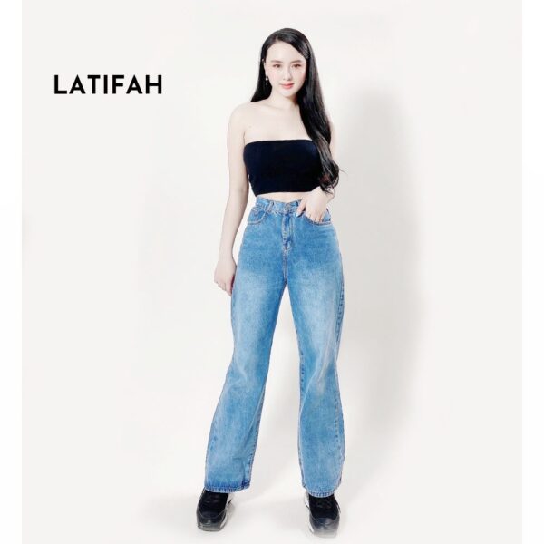 [Mã BMBAU50 giảm 7% tối đa 50K đơn 99K] Quần baggy jeans nữ LATIFAH ống rộng đơn giản dài 98cm QD026