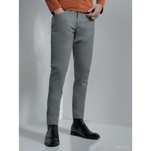 [Mã BMBAU50 giảm 7% tối đa 50K đơn 99K] Quần Khaki Túi Jeans trơn Xám Nhạt CEFFYLO, Form Slimfit, Co Giãn - Hình ảnh 5
