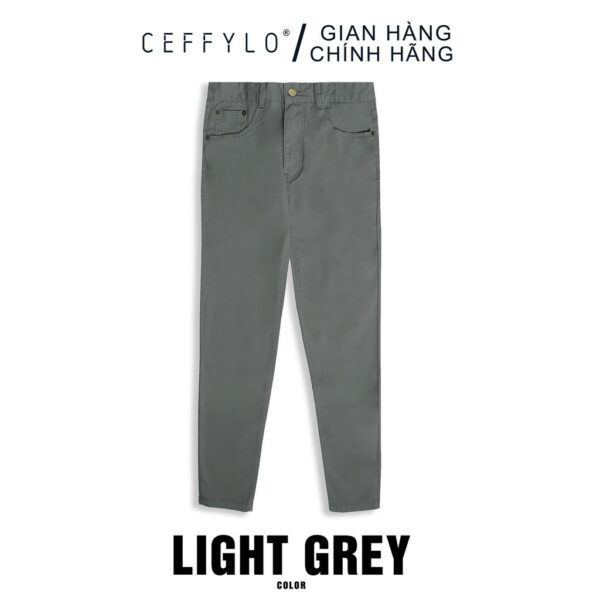 [Mã BMBAU50 giảm 7% tối đa 50K đơn 99K] Quần Khaki Túi Jeans trơn Xám Nhạt CEFFYLO, Form Slimfit, Co Giãn