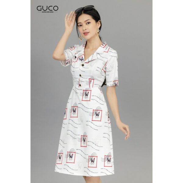 [Mã LT50 giảm 50k đơn 250k] Đầm xòe nữ kiểu dáng thanh lịch họa tiết chữ GUCO 3031 - Hình ảnh 2