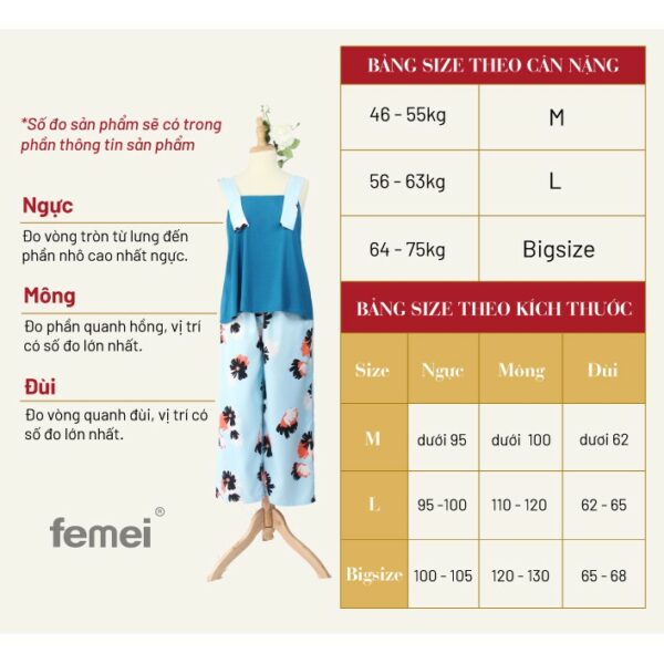 [Mã LT50 giảm 50k đơn 250k] FEMEI - Đồ bộ mặc nhà áo cộc tay quần dài KDD019 - Ảnh 6