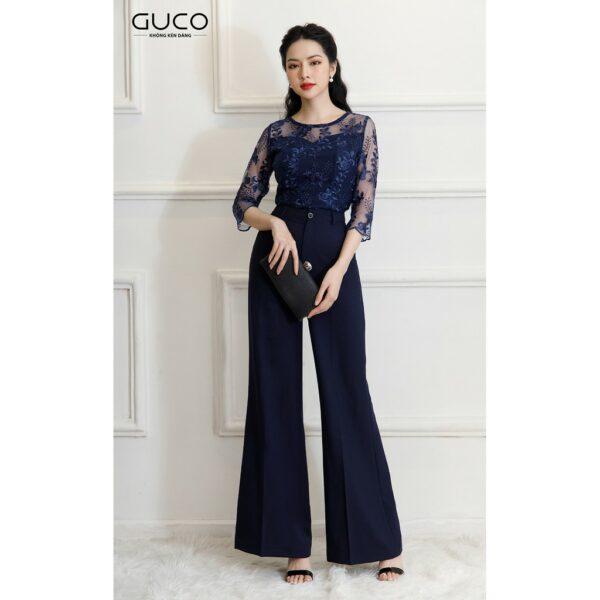 [Mã LT50 giảm 50k đơn 250k] GUCO - Áo nữ tay phối ren thêu hoa sang trọng A196 - Hình ảnh 2
