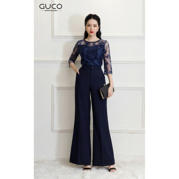 [Mã LT50 giảm 50k đơn 250k] GUCO - Áo nữ tay phối ren thêu hoa sang trọng A196 - Hình ảnh 3