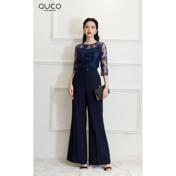 [Mã LT50 giảm 50k đơn 250k] GUCO - Áo nữ tay phối ren thêu hoa sang trọng A196 - Hình ảnh 4