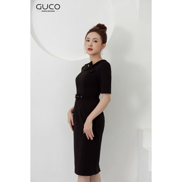 [Mã LT50 giảm 50k đơn 250k] GUCO - Đầm nữ dự tiệc ôm body tay lửng cổ tròn màu đen 2675 - Hình ảnh 2