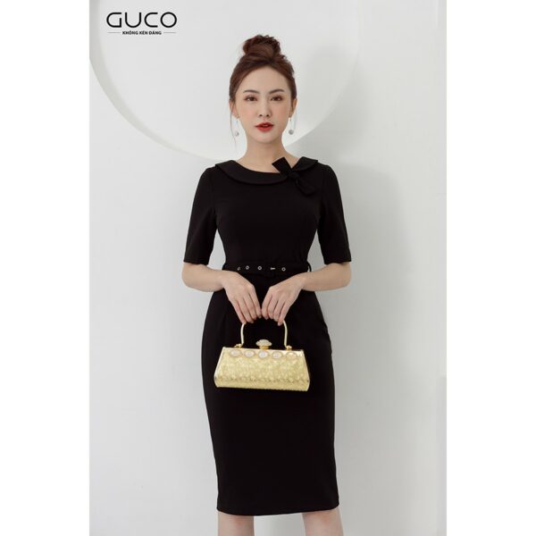 [Mã LT50 giảm 50k đơn 250k] GUCO - Đầm nữ dự tiệc ôm body tay lửng cổ tròn màu đen 2675 - Hình ảnh 3