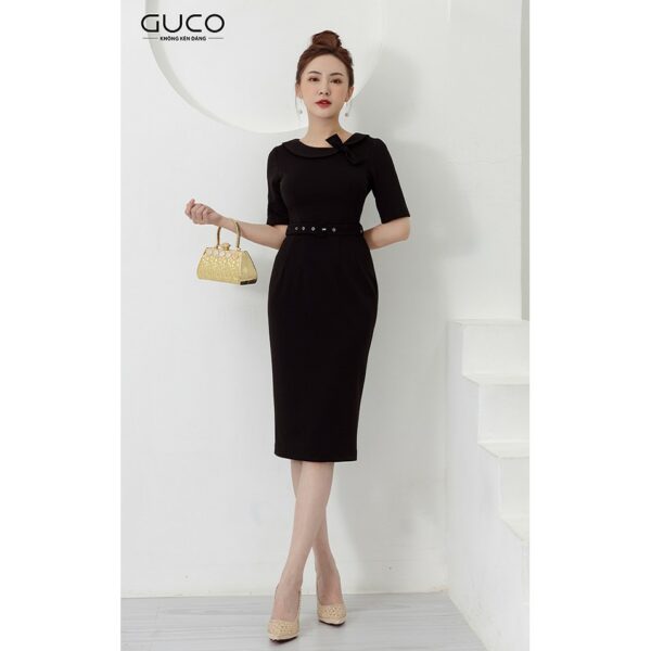 [Mã LT50 giảm 50k đơn 250k] GUCO - Đầm nữ dự tiệc ôm body tay lửng cổ tròn màu đen 2675 - Hình ảnh 4