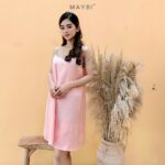 [Mã MAYBI100 giảm 100K đơn từ 599K] MAYBI – Đầm suông 2 dây hồng Pink short silk night dress