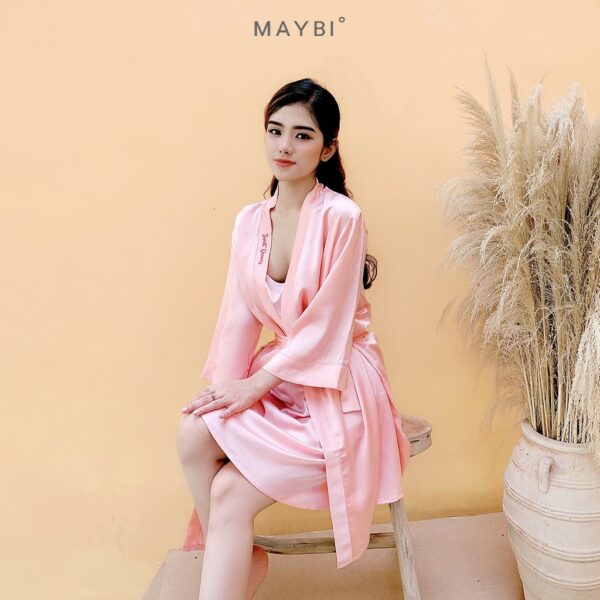 [Mã MAYBI100 giảm 100K đơn từ 599K] MAYBI - Đầm suông 2 dây hồng Pink short silk night dress - Hình ảnh 3