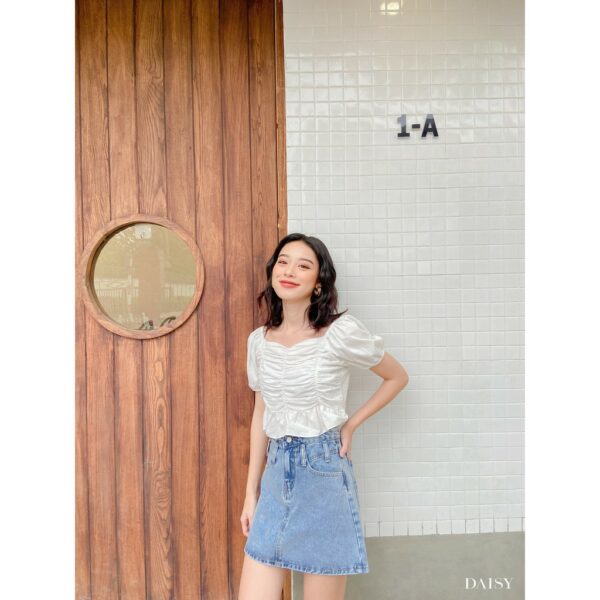 [Mã SKAMLTSM9 giảm 10% đơn 99K] 322097 - Chân váy jean chữ A đỉa lệch Daisy - Hình ảnh 4