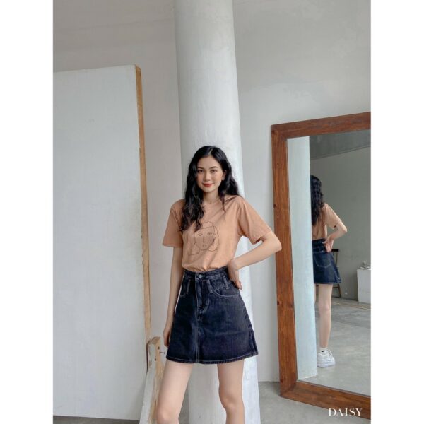 [Mã SKAMLTSM9 giảm 10% đơn 99K] 322097 - Chân váy jean chữ A đỉa lệch Daisy - Hình ảnh 9