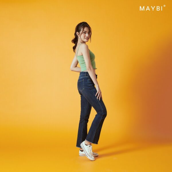 MAYBI - Quần boot cut jean xanh đậm - Hình ảnh 2