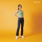 MAYBI – Quần boot cut jean xanh đậm