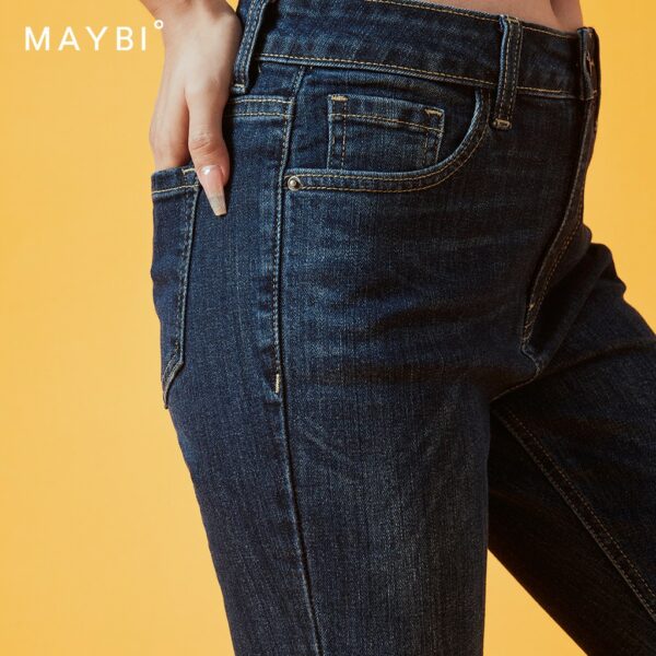 MAYBI - Quần boot cut jean xanh đậm - Hình ảnh 4