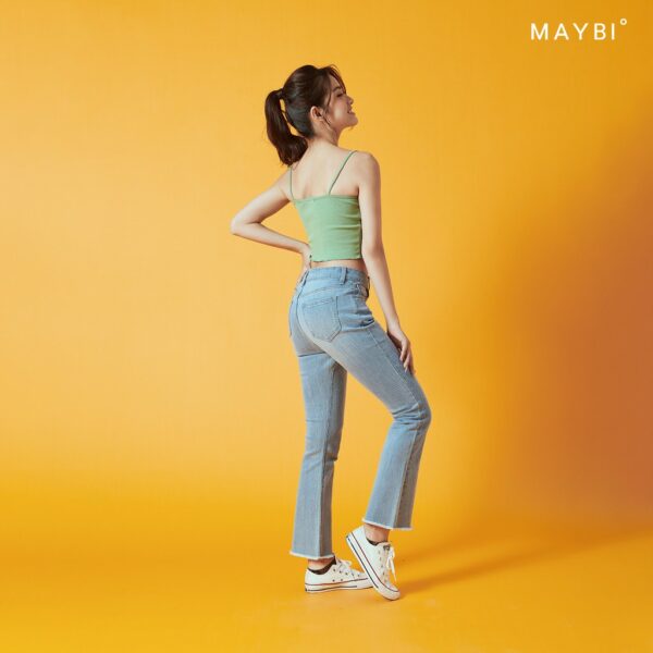 MAYBI - Quần boot cut jean xanh nhạt - Hình ảnh 2