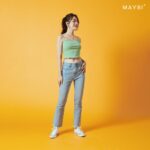 MAYBI – Quần boot cut jean xanh nhạt