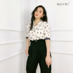 MAYBI – Quần dài lưng xếp đen