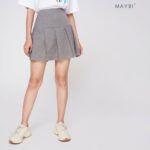 MAYBI – Váy caro xám xếp ly Jeny Skirt